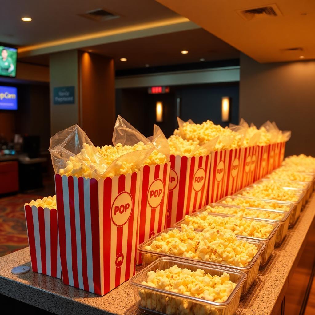 Bulk popcorn bags and party trays ready for pickup in Sioux Falls